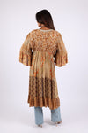 225513 Boho Patchwork Cover-Up: 3/4 Bell Sleeve (Amber Hue Line)