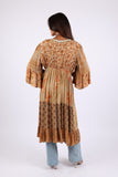 225513 Boho Patchwork Cover-Up: 3/4 Bell Sleeve (Amber Hue Line)