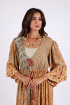 225513 Boho Patchwork Cover-Up: 3/4 Bell Sleeve (Amber Hue Line)