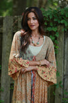 225513 Boho Patchwork Cover-Up: 3/4 Bell Sleeve (Amber Hue Line)