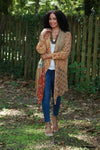 225514 Rustic Patchwork Open Front Cardigan (Amber Hue Line)