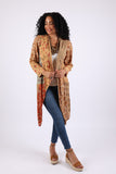 225514 Rustic Patchwork Open Front Cardigan (Amber Hue Line)