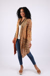 225514 Rustic Patchwork Open Front Cardigan (Amber Hue Line)