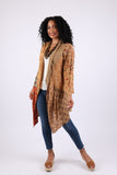225514 Rustic Patchwork Open Front Cardigan (Amber Hue Line)