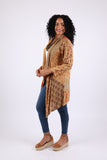 225514 Rustic Patchwork Open Front Cardigan (Amber Hue Line)