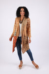 225514 Rustic Patchwork Open Front Cardigan (Amber Hue Line)