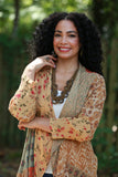 225514 Rustic Patchwork Open Front Cardigan (Amber Hue Line)