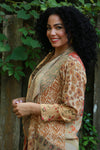 225514 Rustic Patchwork Open Front Cardigan (Amber Hue Line)