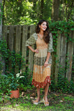 225515 Fall Tierd Patchwork Smocked Dress (Amber Hue Line)