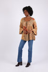 225517 Fall Patchwork Blouse Top: Bell Sleeve (Amber Hue)