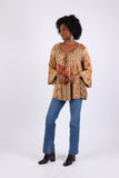 225517 Fall Patchwork Blouse Top: Bell Sleeve (Amber Hue)