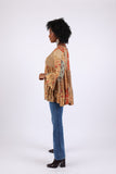 225517 Fall Patchwork Blouse Top: Bell Sleeve (Amber Hue)
