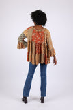 225517 Fall Patchwork Blouse Top: Bell Sleeve (Amber Hue)