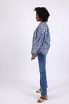 225518 Flowy Patchwork Peasant Top: Cotton in Blue