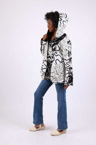 225519 Button-down Jacket: Black and White Patchwork