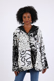 225519 Button-down Jacket: Black and White Patchwork