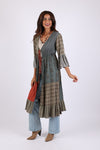 225523 Boho Patchwork Fall Cover-Up: 3/4 Bell Sleeve