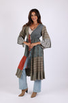 225523 Boho Patchwork Fall Cover-Up: 3/4 Bell Sleeve
