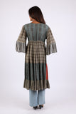 225523 Boho Patchwork Fall Cover-Up: 3/4 Bell Sleeve