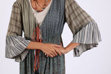 225523 Boho Patchwork Fall Cover-Up: 3/4 Bell Sleeve