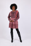225526 Flowy Tiered Tunic: Patchwork in Plum