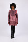 225526 Flowy Tiered Tunic: Patchwork in Plum