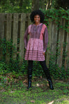 225526 Flowy Tiered Tunic: Patchwork in Plum