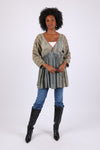 225528 Floral & Striped Patchwork Blouse Top: Relaxed Fit Long Sleeve