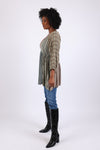 225528 Floral & Striped Patchwork Blouse Top: Relaxed Fit Long Sleeve