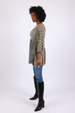 225528 Floral & Striped Patchwork Blouse Top: Relaxed Fit Long Sleeve