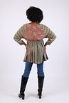 225528 Floral & Striped Patchwork Blouse Top: Relaxed Fit Long Sleeve