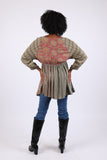 225528 Floral & Striped Patchwork Blouse Top: Relaxed Fit Long Sleeve