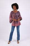225529 Ruffle Sleeve Blouse Top: Wildwoven Patchwork Dream (Plum)