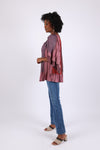 225529 Ruffle Sleeve Blouse Top: Wildwoven Patchwork Dream (Plum)