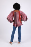 225529 Ruffle Sleeve Blouse Top: Wildwoven Patchwork Dream (Plum)