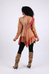 225531XXL Rustic Lace-Up Patchwork Dress XXL (Maple Bloom)