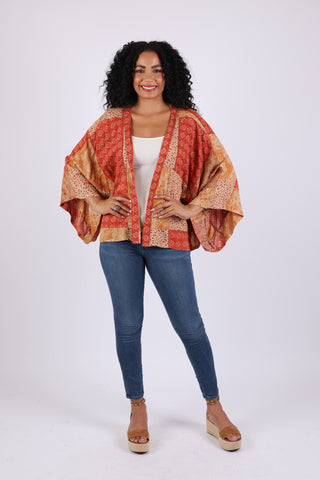 225532 Maple Bloom Artisan Kimono Cardigan in Patchwork