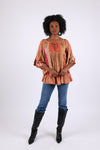225533 Fall Ruffle Sleeve Blouse Top (Maple Bloom)