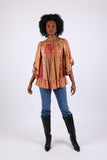 225533 Fall Ruffle Sleeve Blouse Top (Maple Bloom)