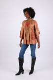 225533 Fall Ruffle Sleeve Blouse Top (Maple Bloom)