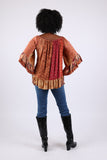 225533 Fall Ruffle Sleeve Blouse Top (Maple Bloom)