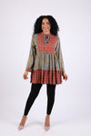 225535 Fall Inspired Tiered Tunic: Rust & Olive (Vintage Berry Line)