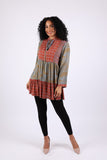225535 Fall Inspired Tiered Tunic: Rust & Olive (Vintage Berry Line)