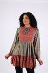 225535 Fall Inspired Tiered Tunic: Rust & Olive (Vintage Berry Line)