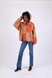225536 Fleeced Patchwork Baggy Hoodie (Maple Bloom Line)