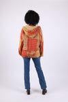 225536 Fleeced Patchwork Baggy Hoodie (Maple Bloom Line)