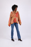 225536 Fleeced Patchwork Baggy Hoodie (Maple Bloom Line)