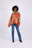 225536 Fleeced Patchwork Baggy Hoodie (Maple Bloom Line)