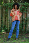 225536 Fleeced Patchwork Baggy Hoodie (Maple Bloom Line)