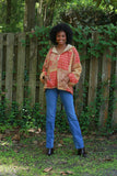 225536 Fleeced Patchwork Baggy Hoodie (Maple Bloom Line)